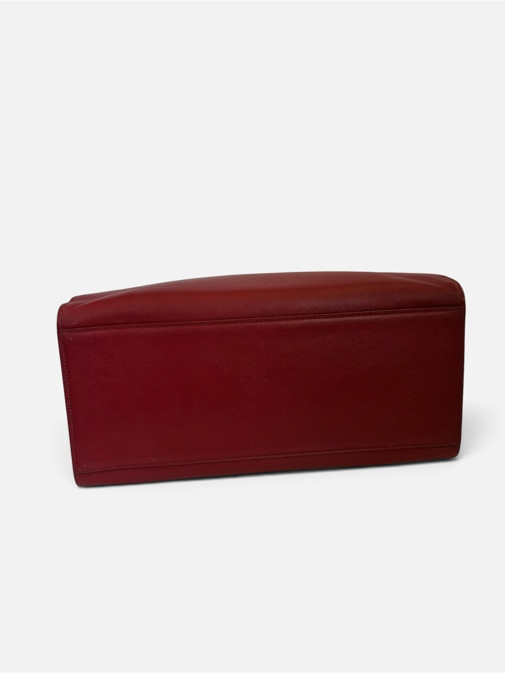 Structured Satchel Tote in Burgundy with Gold Accent - Picture 5 of 7